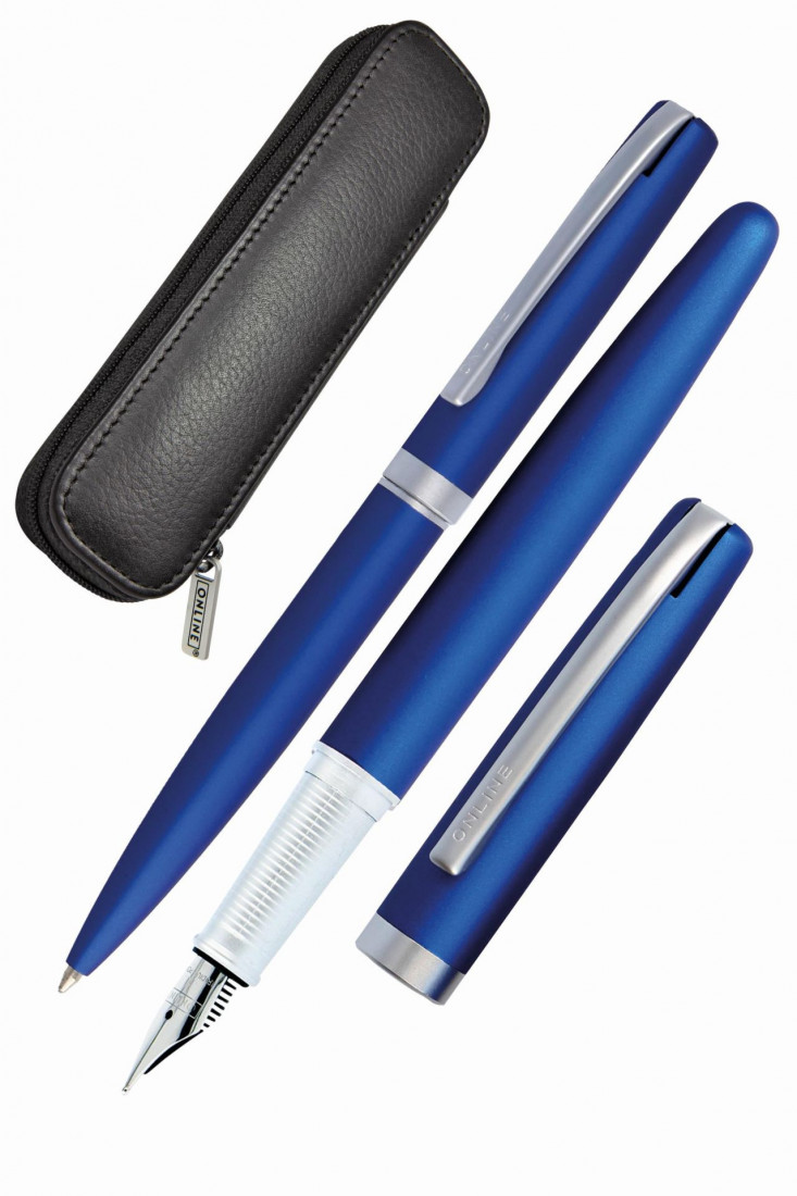 Online Eleganza Fountain Pen and Ballpen Gift Set 34645 blue