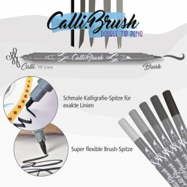 Online Calli.Brush Pens for creative writing and lettering, with calligraphy nib and brush nib, Set with 5 colours 19105