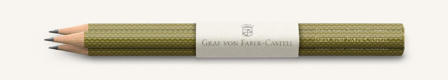 Graf Von Faber Castell 3 graphite pencils Guilloche, Olive Green 118627