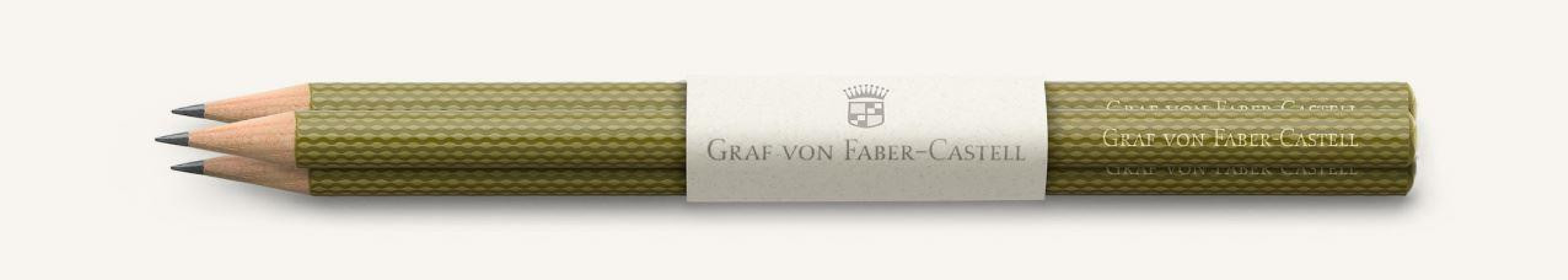 Graf Von Faber Castell 3 graphite pencils Guilloche, Olive Green 118627