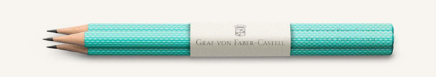 Graf Von Faber Castell 3 graphite pencils Guilloche, Turquoise 118624