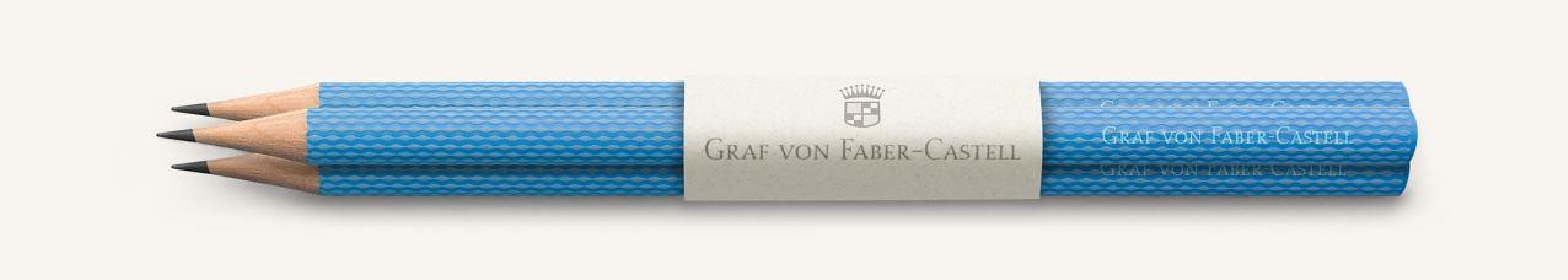 Graf Von Faber Castell, 3 graphite pencils Guilloche, Gulf Blue 118631