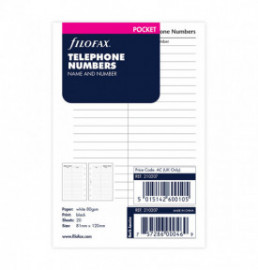 Filofax Refill Pocket Name and Telephone Number  210207