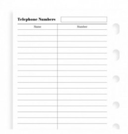 Filofax Refill Pocket Name and Telephone Number  210207