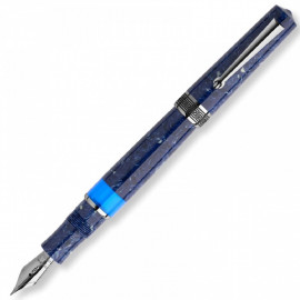 Delta Lapis Blue Celluloid Fountain Pen - Ruthenium (Limited Edition)