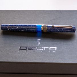 Delta Lapis Blue Celluloid Fountain Pen - Ruthenium (Limited Edition)