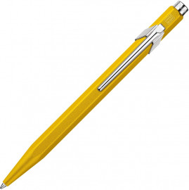 Caran Dache 849 metallic yellow ballpoint pen, with slim metal box