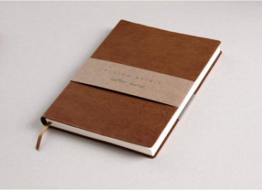 Clairefontaine Rhodia 106946C - A Flying Spirit thread sewn paperback notebook 180 ivory pages 14.8x21 cm 90 g lined, glazed lambskin leather cover, Cognac