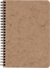Clairefontaine Rhodia Age Bag Wirebound Notebook (120 Pages) - A5 Size, Lined Rulings, 90gsm Brushed Vellum Paper, Pocket for Loose Documents - Brown Cover 78566c