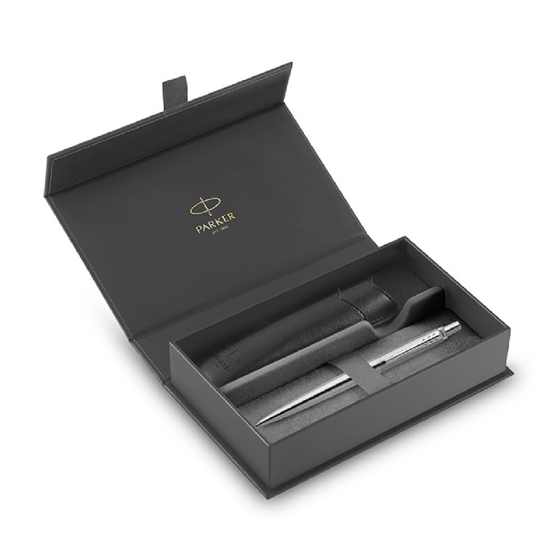 Parker Jotter Core Stainless Steel CT  ballpen and Black Pouch