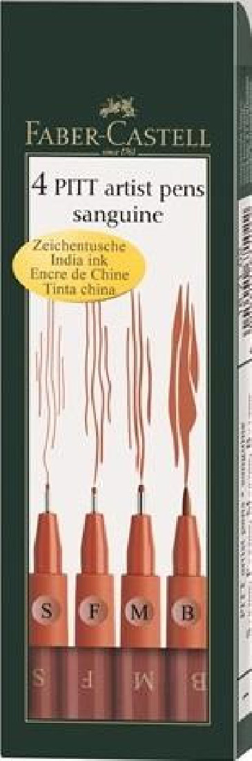 Faber-Castell India Ink 4 Pitt Artist Pens Sanguine Set 167102