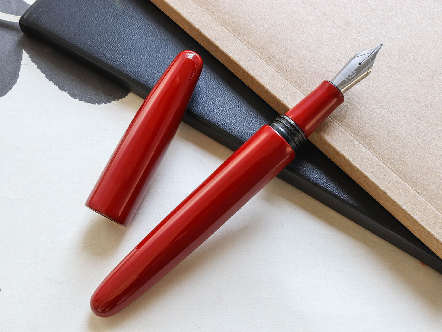 Wancher Dream pen True Urushi Red stainless steel nib fountain pen