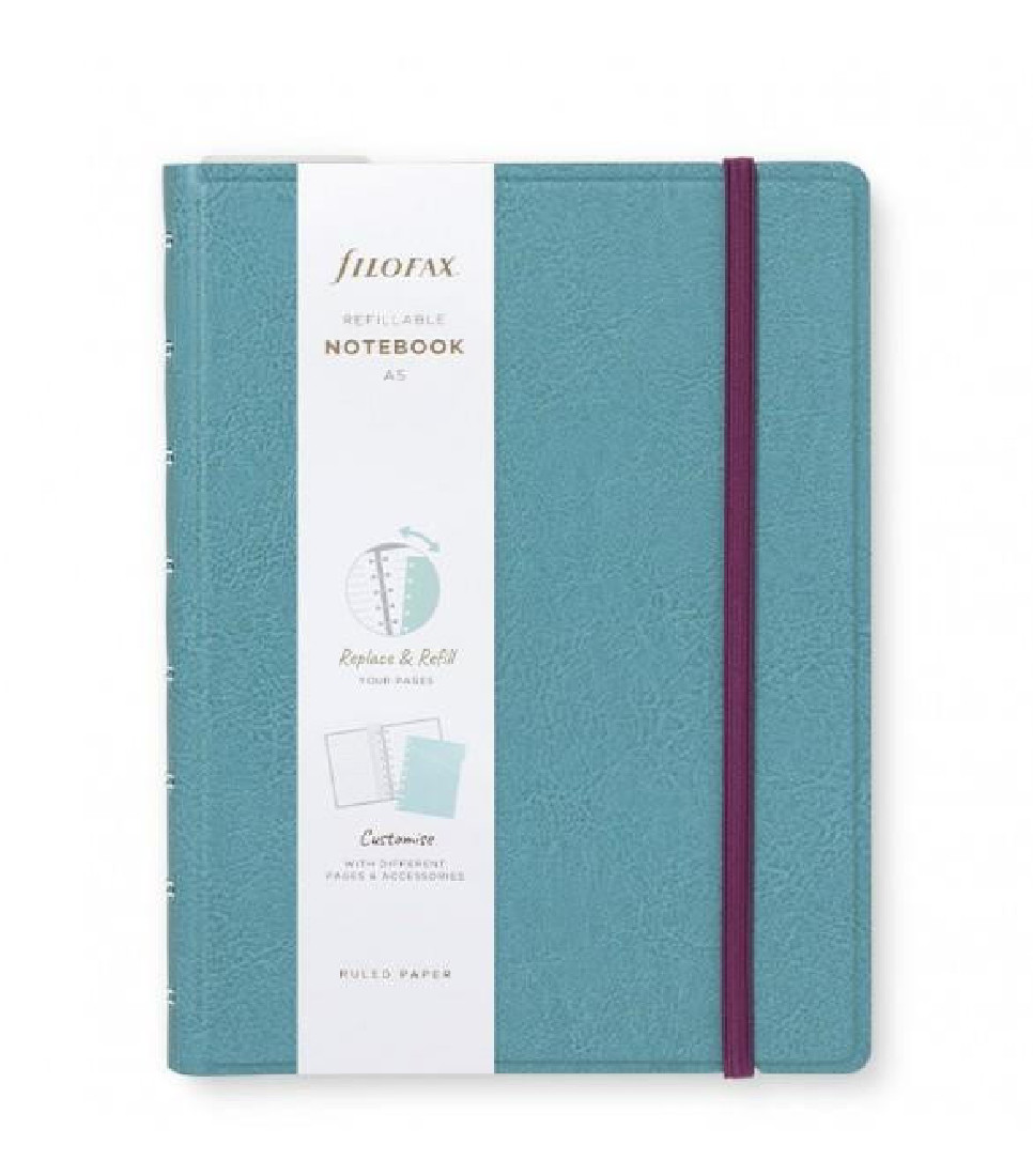 Filofax Notebook Refillable Ruled A5 Neutrals Teal 179522
