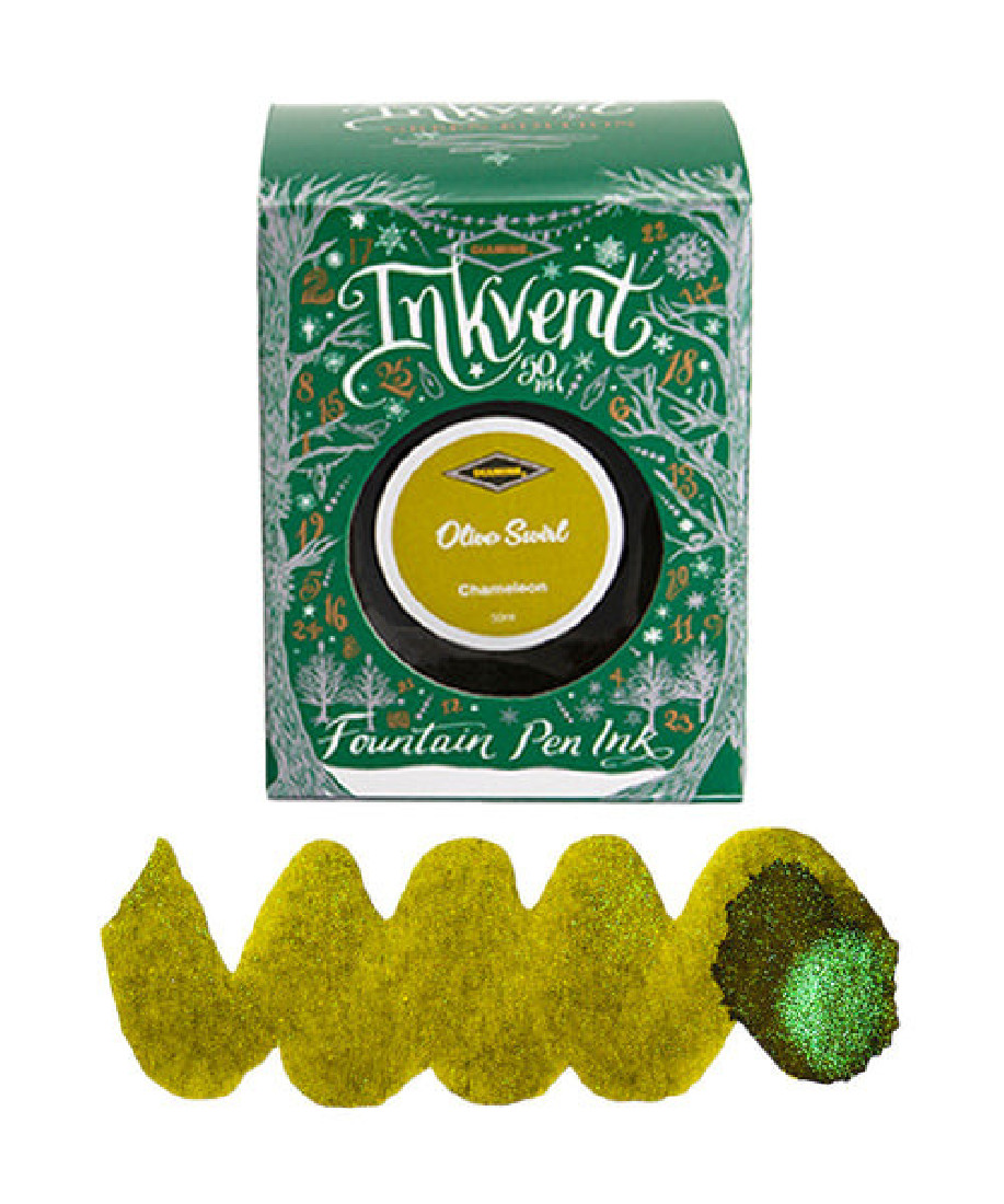 Diamine Green Edition chameleon  Ink - Olive swirl, 50ml bottled ink
