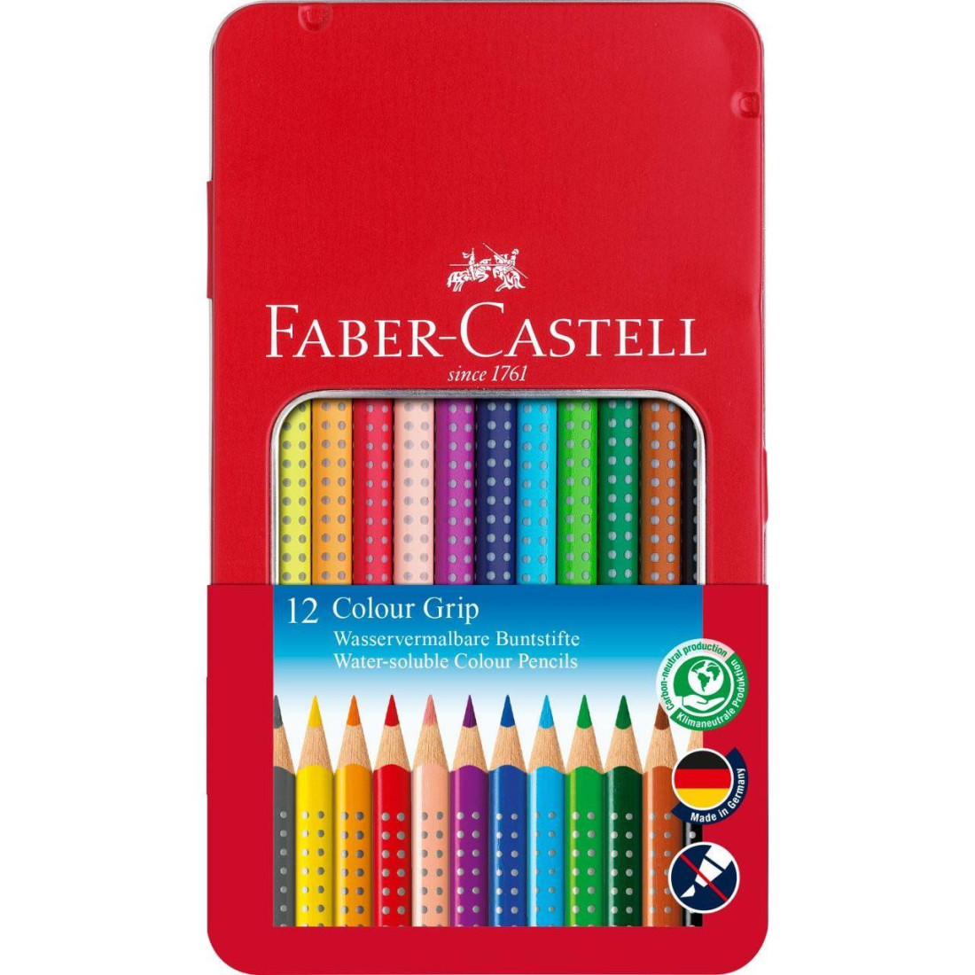 Faber Castell Colour Grip colour pencil, tin of 12  112413