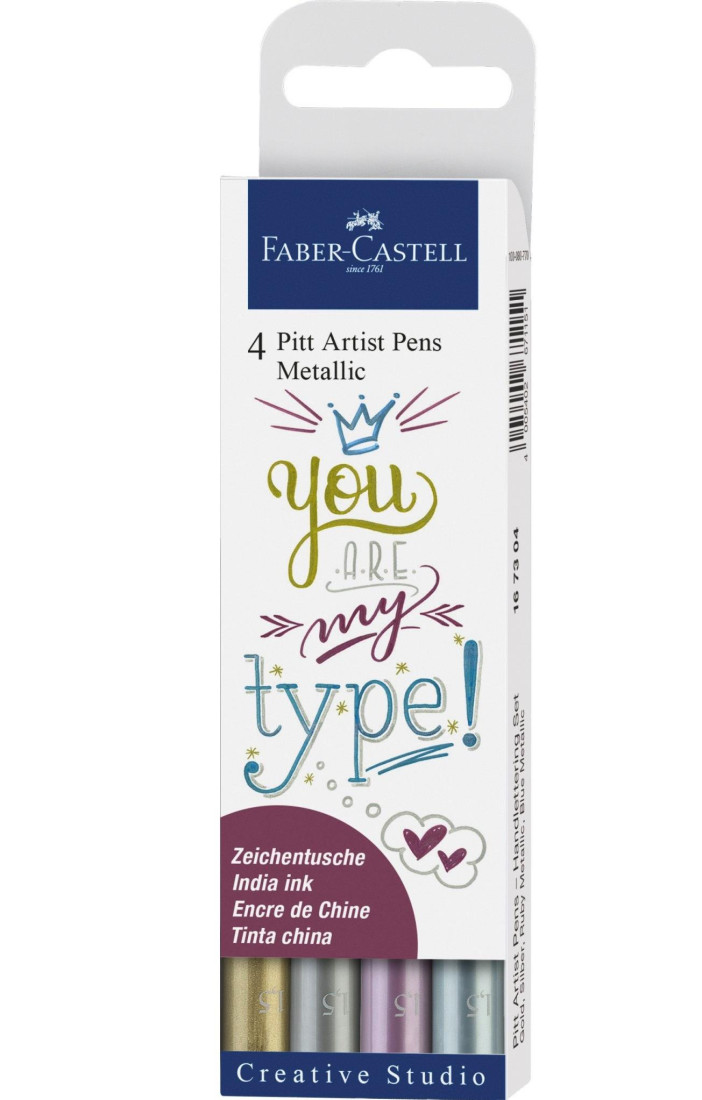 Faber Castell Pitt Artist Pen Metallic 1.5 India ink pen, wallet of 4 167304