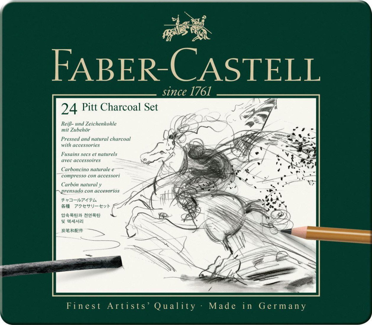 Faber Castell Pitt Charcoal set, tin of 24  112978