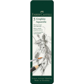 Faber Castell Graphite Aquarelle pencil, 117805,  tin of 5
