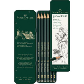 Faber Castell 9000 graphite pencil, tin of 6 119063