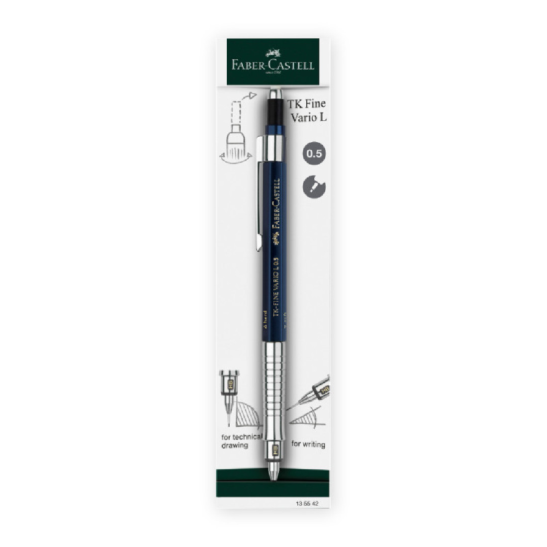 Faber-Castell TK-Fine Vario L 135542 Mechanical Pencil 0.5 mm Indigo Lead Pencil with Soft/Hard Mechanism