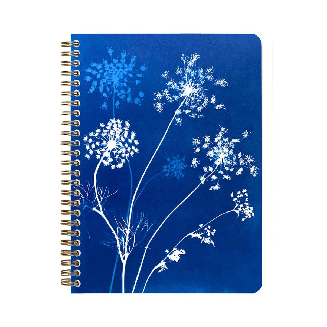 Clairefontaine Rhodia 83504C - A Spiral Notebook with Floral / Cyanotype motifs - A5 14.8x21 cm 148 Pages Lined White paper 90g - Grain paper - Cyanotype Collection