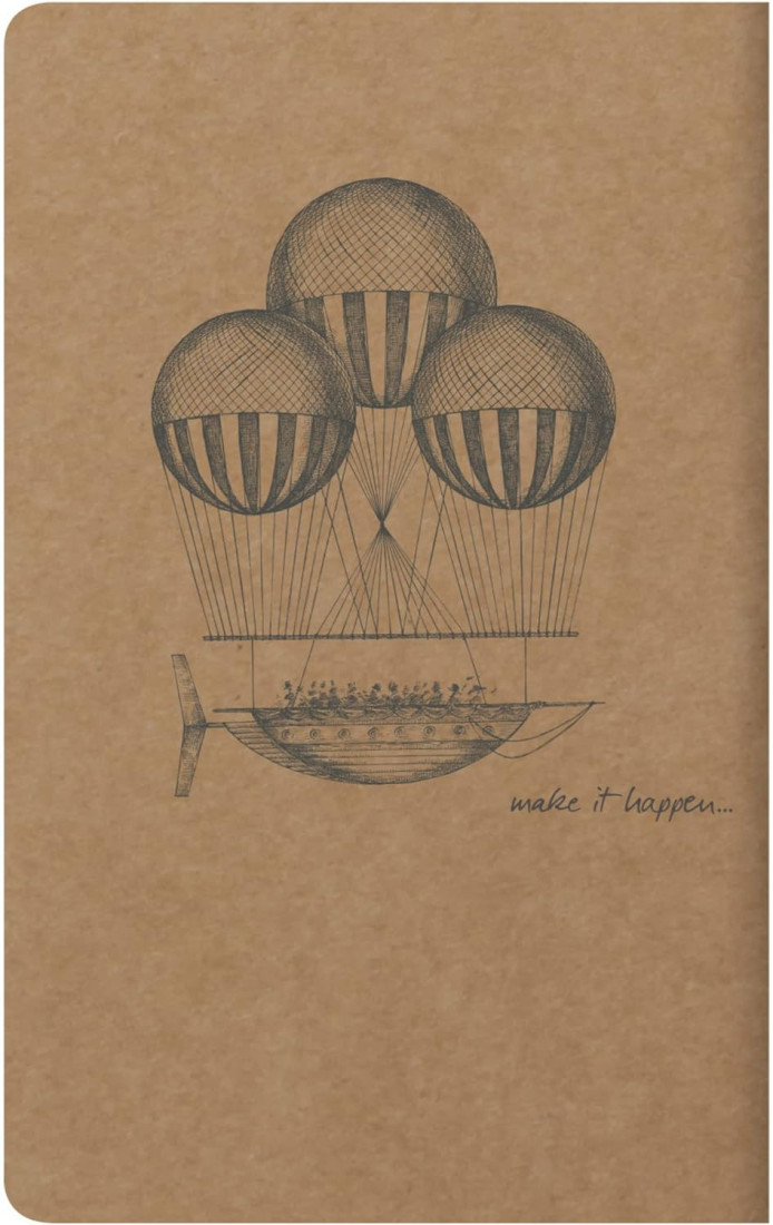 Clairefontaine Rhodia 103586C - A quilted notebook sewn with Flying Spirit thread, 48 ivory pages 7.5x12 cm 90g lined, brown kraft card cover