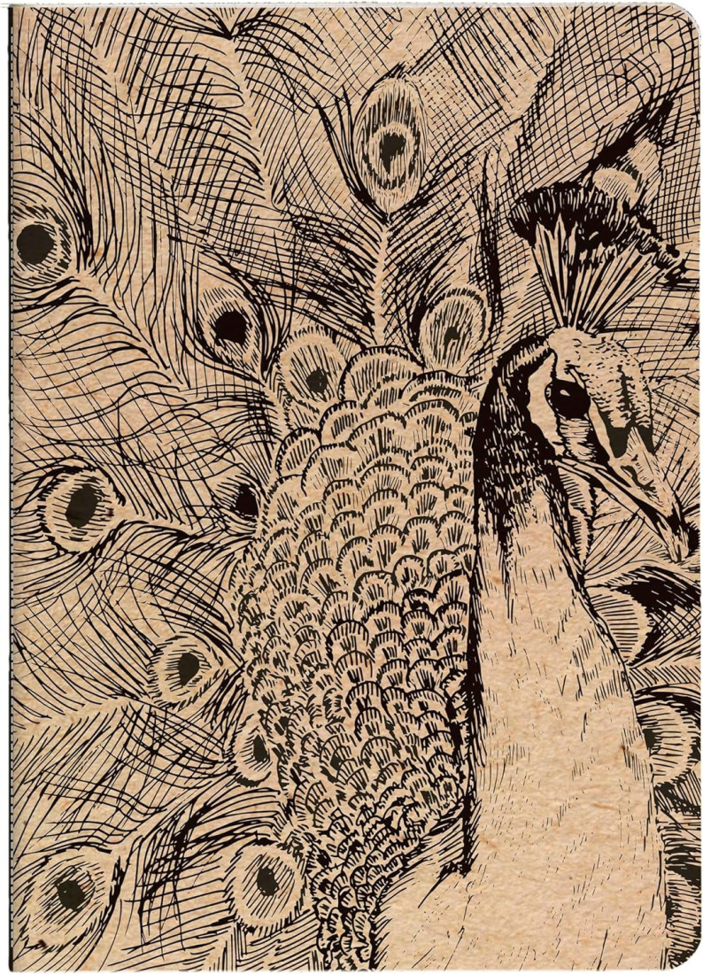 Clairefontaine Rhodia 116037C - A Sewn Notebook with Nature Patterns on Kraft Cover - A5 14.8x21 cm 64 Lined Pages 90g Ivory Paper - Le Cerisier Blanc Collection