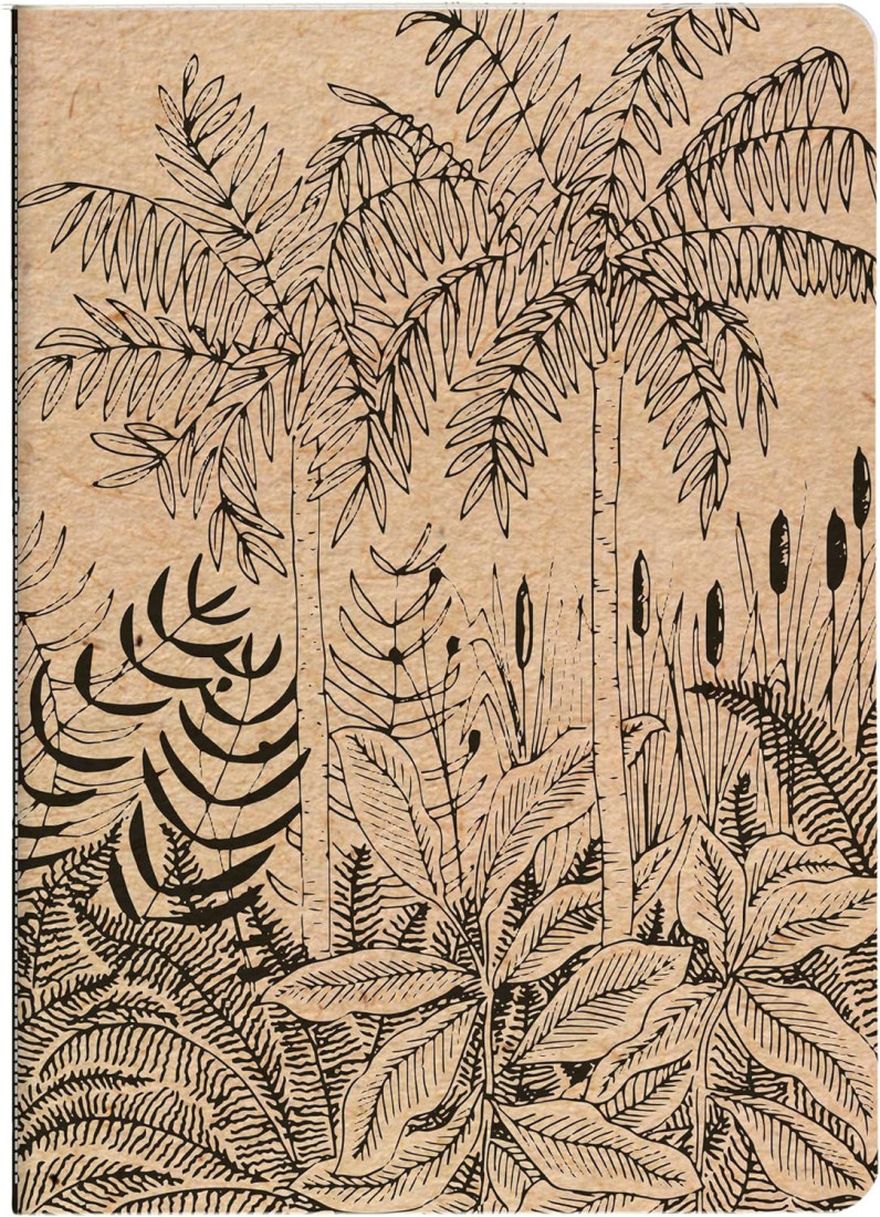 Clairefontaine Rhodia 116037C - A Sewn Notebook with Nature Patterns on Kraft Cover - A5 14.8x21 cm 64 Lined Pages 90g Ivory Paper - Le Cerisier Blanc Collection