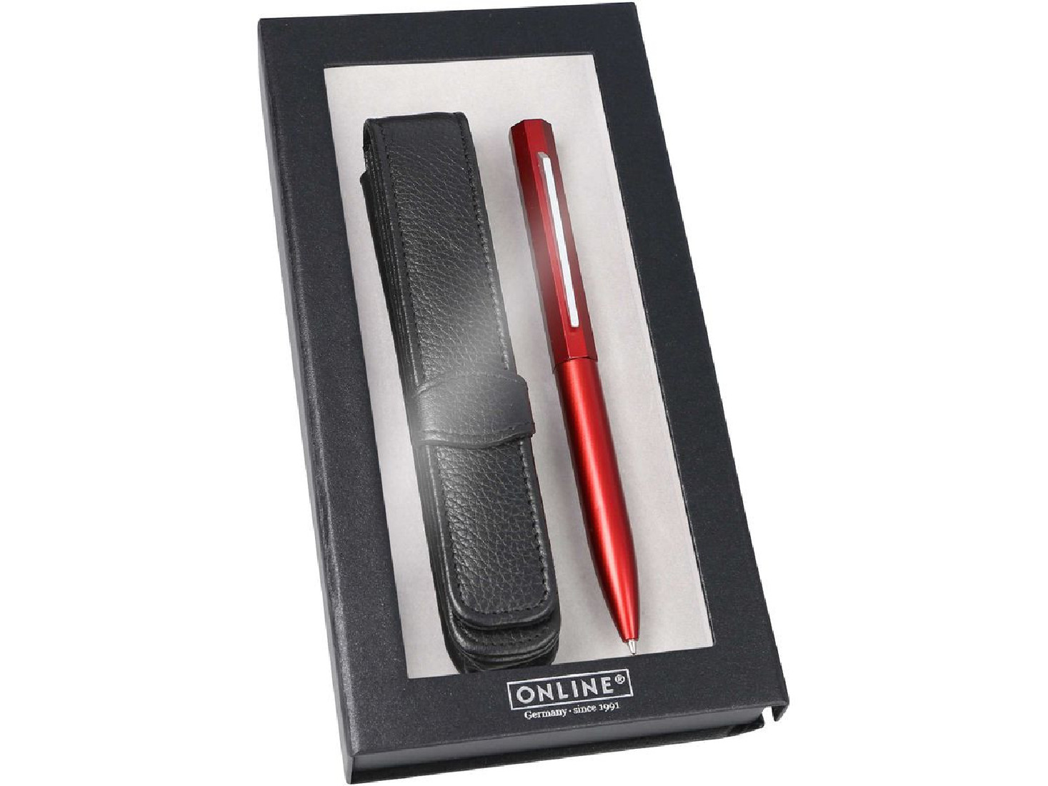 Ballpen Metal Octopen  Red with leather case 34692 Online
