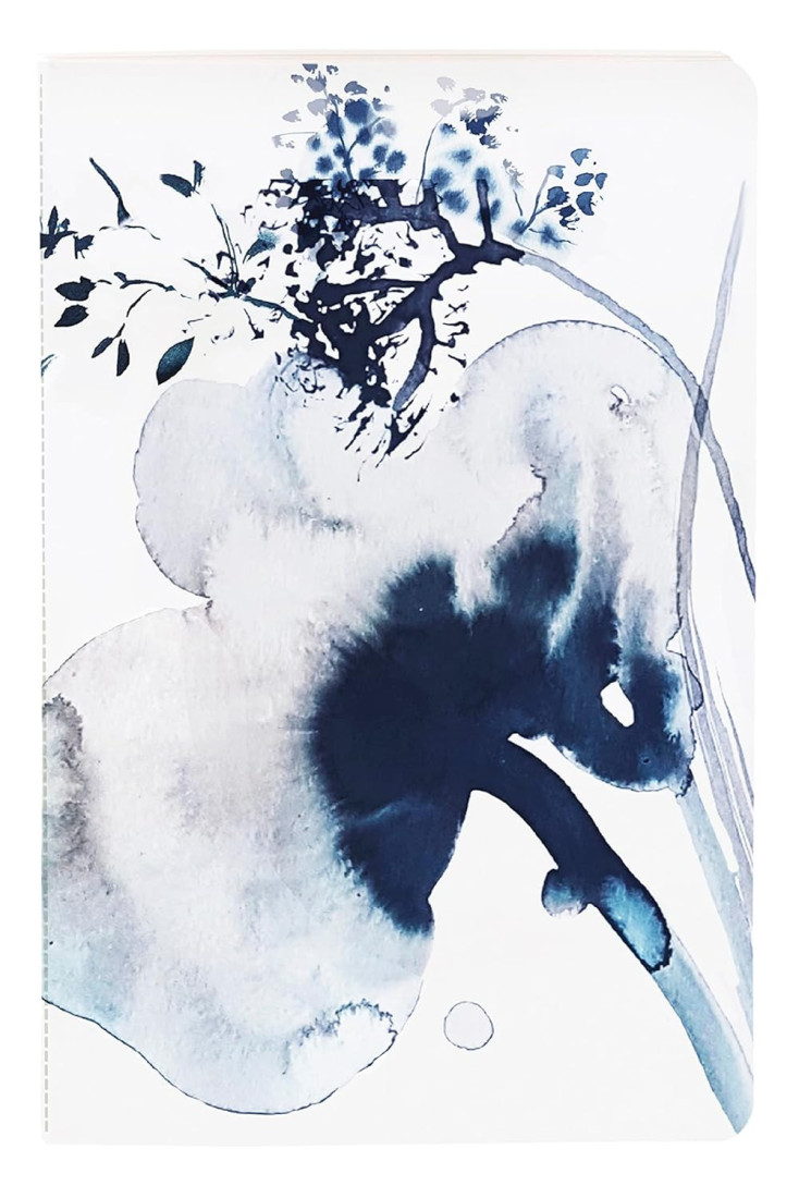 Clairefontaine Rhodia 115925C, Wire Stitched Notebook Floral Pattern, 11x17 cm 64 Lined Pages 90g White Paper - Inkebana Collection