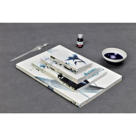 Clairefontaine Rhodia 115925C, Wire Stitched Notebook Floral Pattern, 11x17 cm 64 Lined Pages 90g White Paper - Inkebana Collection