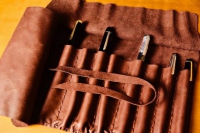 Premium Leather Roll Pen Case for 9 Pens TMW