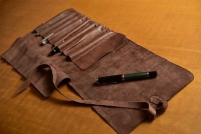 Premium Leather Roll Pen Case for 9 Pens TMW