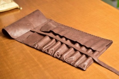 Premium Leather Roll Pen Case for 9 Pens TMW