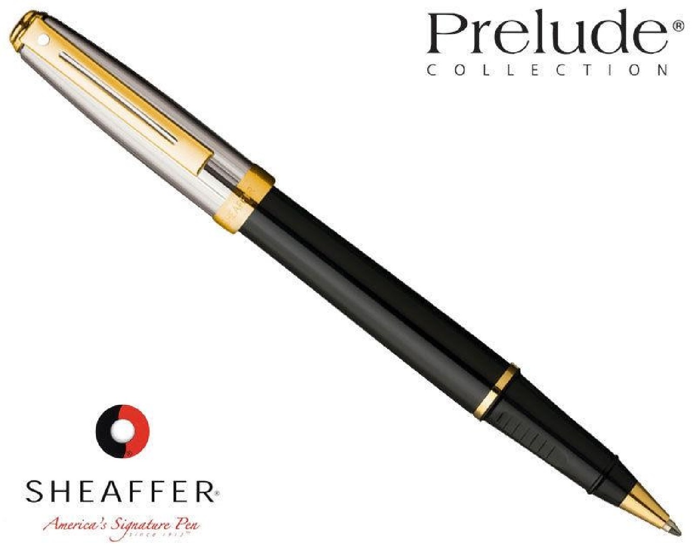 Sheaffer Prelude gloss black barell & chrome plated cap GT Rollerball 337-1