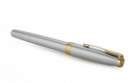 Parker Sonnet Stainless Steel - Gold Trim - steel Nib Fountain Pen 1931505