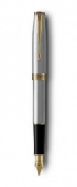 Parker Sonnet Stainless Steel - Gold Trim - steel Nib Fountain Pen 1931505