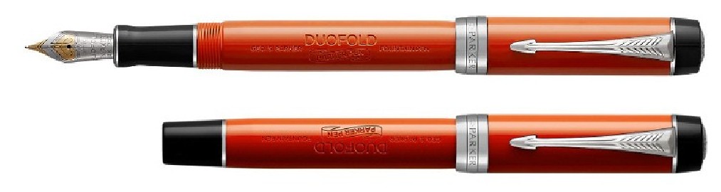 Parker Duofold Centennial Fountain Pen, Classic Big Red Vintage, Solid Gold Nib, Black Ink and Convertor (1931376)