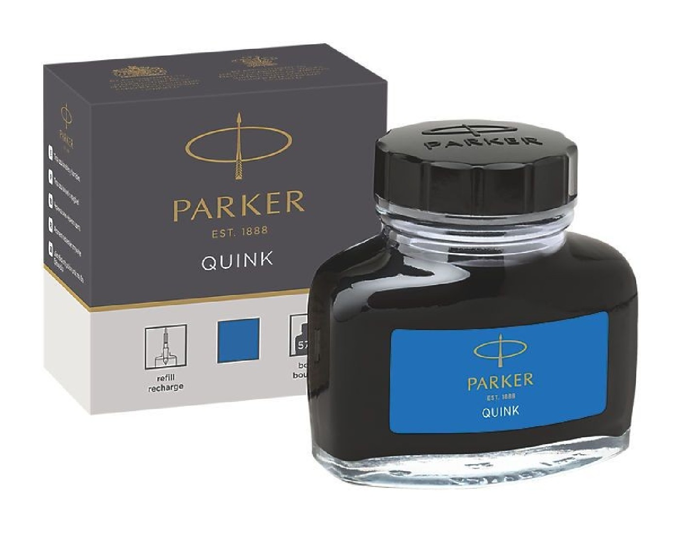 Parker quink ink 2oz bottle washable blue
