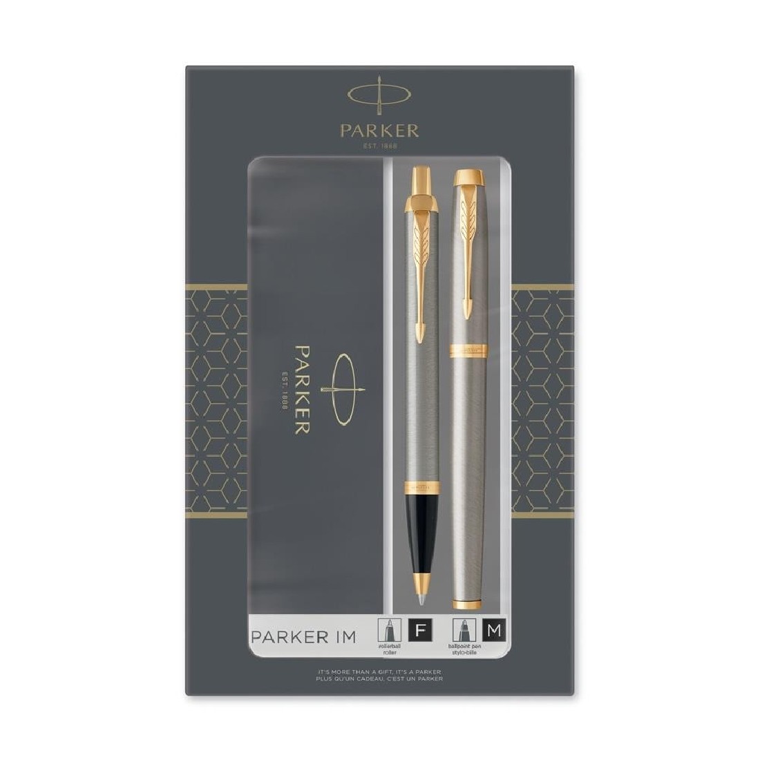 Parker IM Core Brushed Metal GT Set Value Rollerball and Ballpen