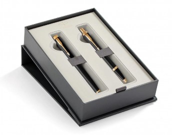 Parker IM Core Laque Black GT Set Rollerball and Ballpen