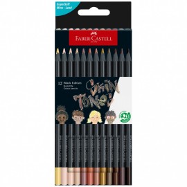 Faber Castell Black Edition Colored Pencils, Skin Tones - Box of 12 - 116414