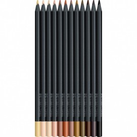 Faber Castell Black Edition Colored Pencils, Skin Tones - Box of 12 - 116414