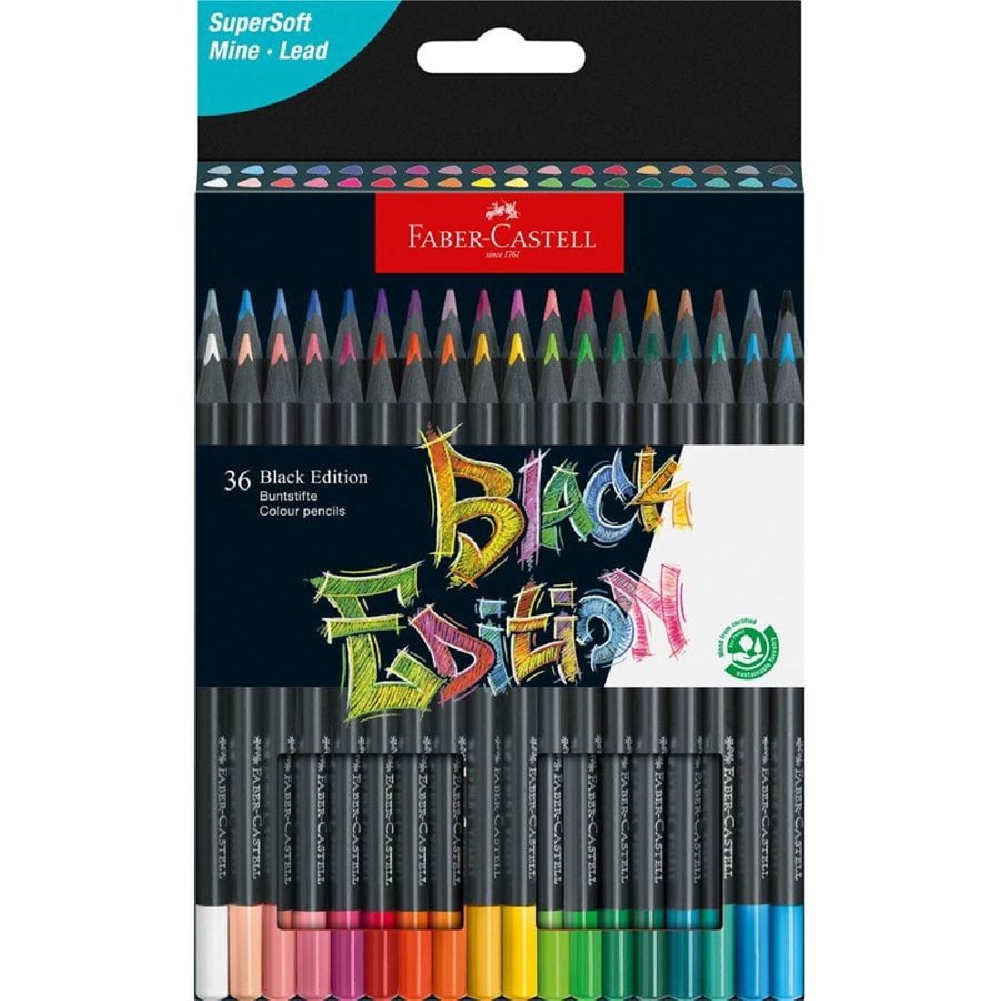 Faber Castell Black Edition colour pencils, cardboard box of 36, 116436