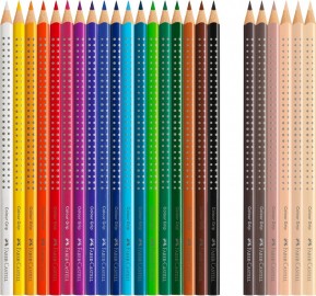 Faber Castell Colour Grip 112819 Colouring Pencils Set of 24 Including 6 Skin-Coloured Pencils