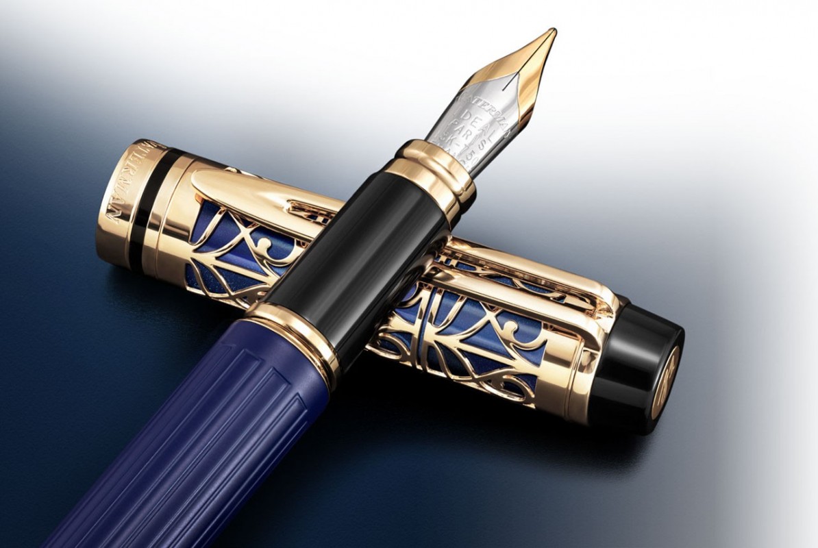 Stylo Plume Waterman Jiffie Rare - Blanc/bleu, Acier, à Cartouches - Occasion Parfait état