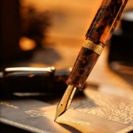 Omas Paragon Blue Saffron Gold Trim Fountain Pen