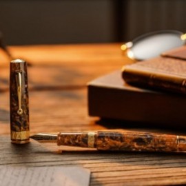 Omas Paragon Blue Saffron Gold Trim Fountain Pen