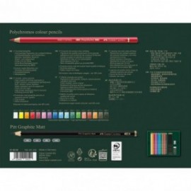 Faber Castell 17 polychromos colour pencils and 4 pitt graphite matt, set 210052