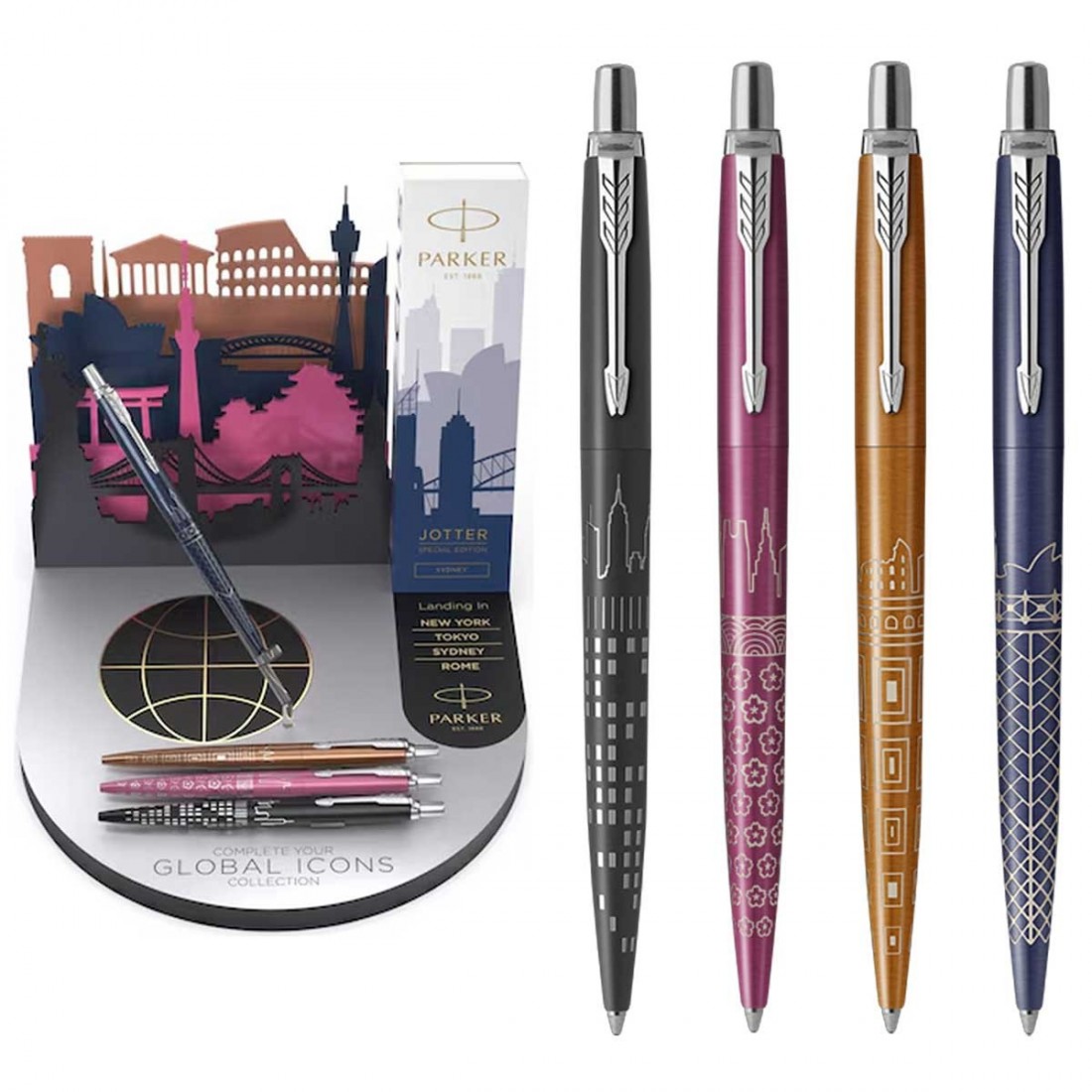 Parker Jotter Global Icons Collectors Bundle (Including Free Collectors Discplay)